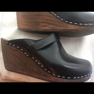 Maguba wedge clogs black leather EU size 38